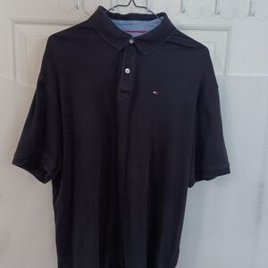 Men's Black Tommy Hilfiger Flag Logo Polo Shirt XL